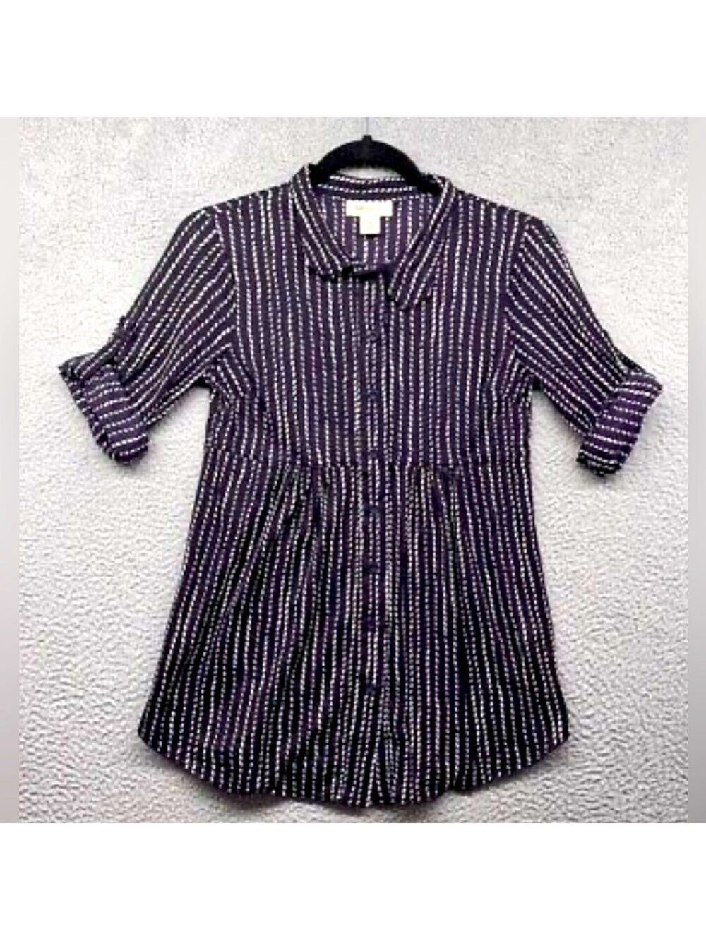 Style & Co by Macy’s deep purple button down roll tab 3/4 sleeve tunic